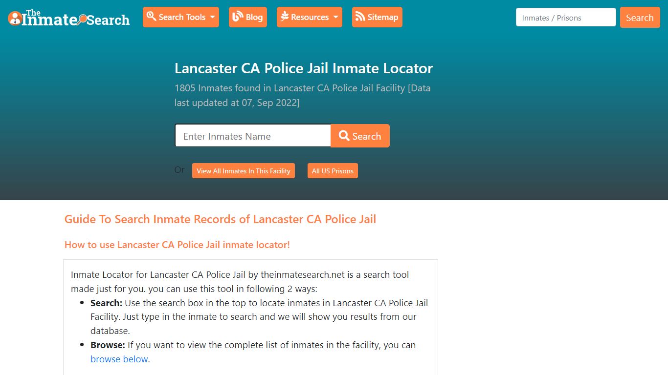 Lancaster CA Police Jail Inmate Locator