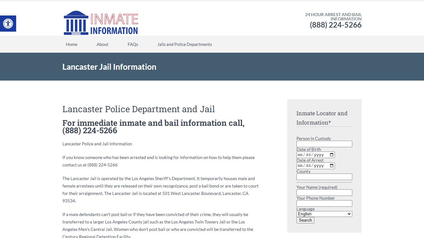 Lancaster Jail Information | Inmate Information